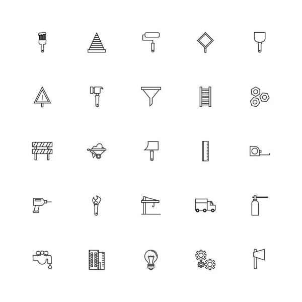 Bundle of construction set line icons — 스톡 벡터