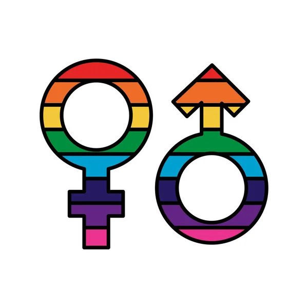 Fiminine,and,masculine,gemders flag gay with rainbow colors icon — Stockový vektor