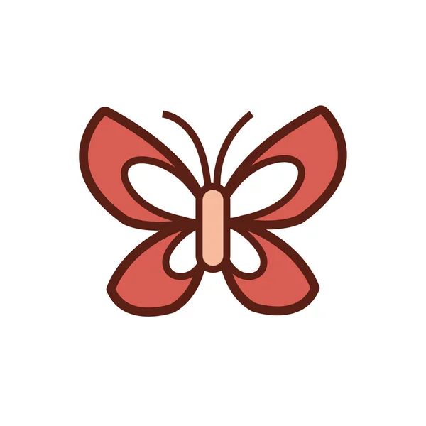 Línea de vuelo hermosa mariposa y estilo de relleno — Vector de stock