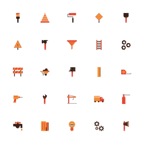 Paquet de construction ensemble icônes plates — Image vectorielle