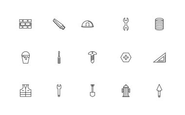 bundle of construction set line icons