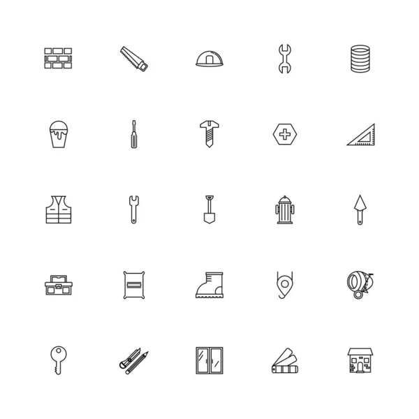 Bundle of construction set line icons — 스톡 벡터