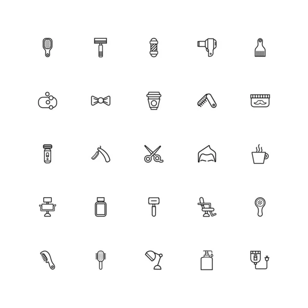 Bundle of barber shop set line style icons — 图库矢量图片