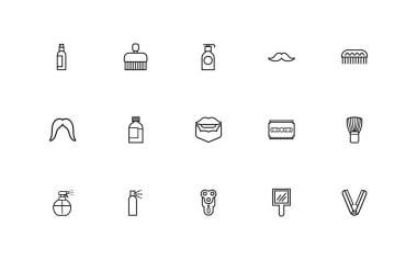bundle of barber shop set line style icons