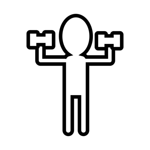 Human silhouette lifting dumbbells line style icon — ストックベクタ