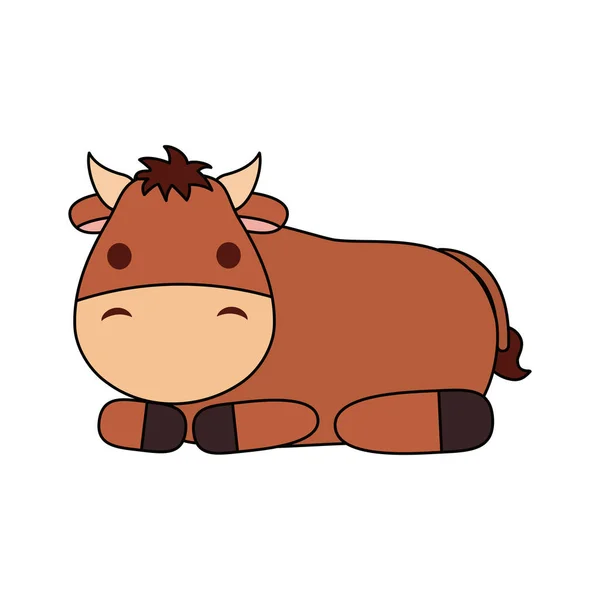 Cute ox farm animal character — Stok Vektör