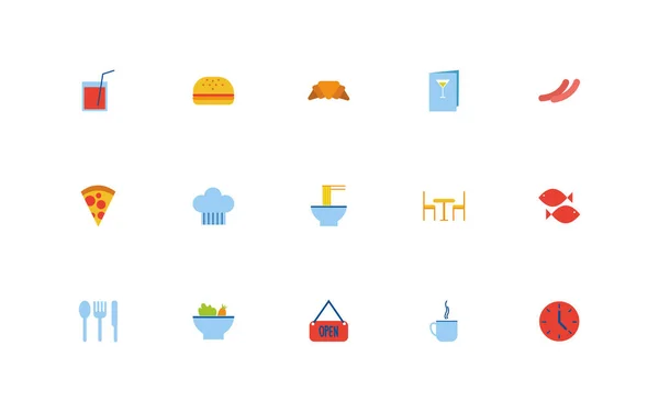 Пучок ресторанного набору плоских іконок — стоковий вектор