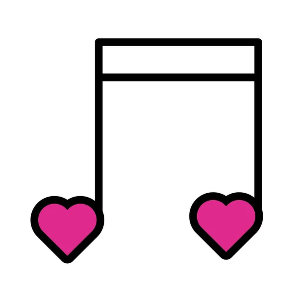 Щасливий день Валентина музичні ноти з сердечками стиль лінії — стоковий вектор