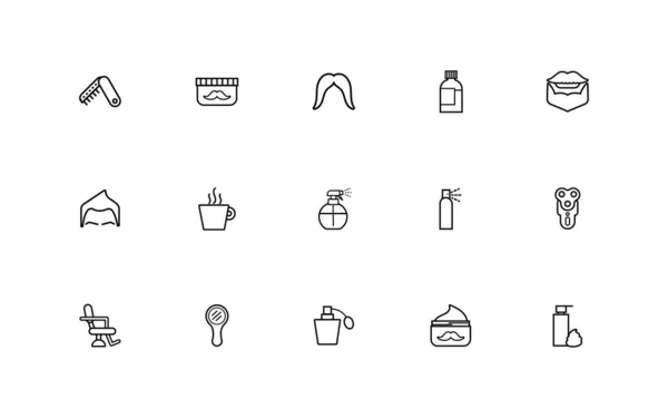 Bundle of barber shop set line style icons — Stockový vektor