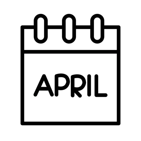 Calendario con ícono de estilo de línea de día tontos abril — Vector de stock