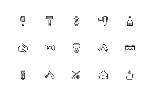 Bundle of barber shop set line style icons — Stock Vector