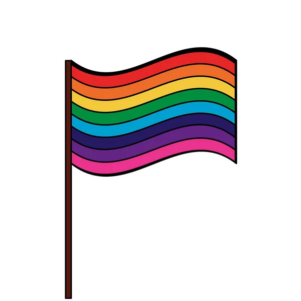 Flagga gay med regnbågens färger ikon — Stock vektor