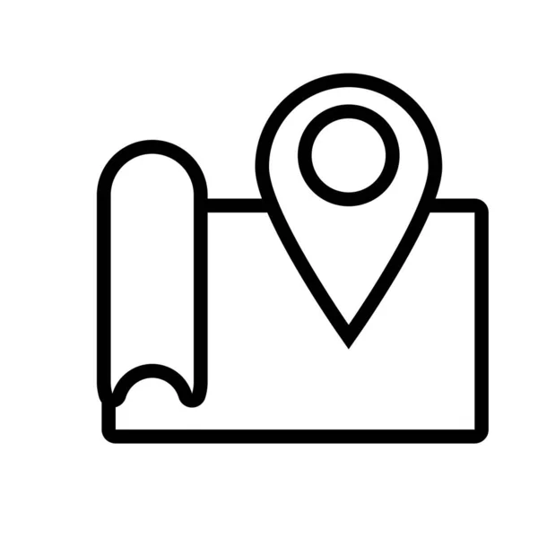 Guía de mapa de papel con icono de estilo de línea de ubicación pin — Vector de stock