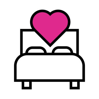 Mutlu sevgililer günü kalbi yatak sırası tarzında.