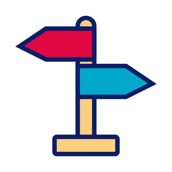 Flèche guide ligne de signal et icône de style de remplissage — Image vectorielle