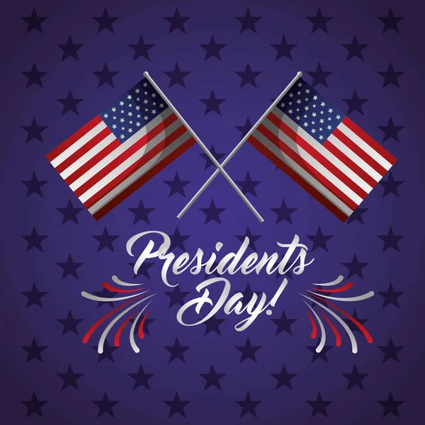 Happy presidents day celebration poster with usa flags — Stock Vector