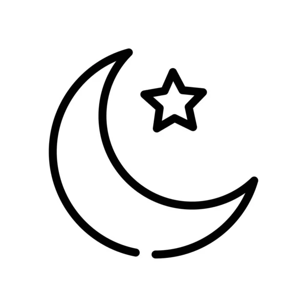スターラインスタイルのアイコンと月の夜 — ストックベクタ