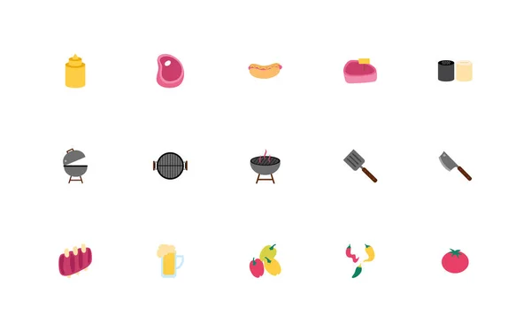 Paquete de iconos de bbq set — Archivo Imágenes Vectoriales