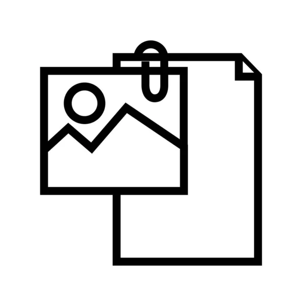 Document bestand papier met foto lijn stijl pictogram — Stockvector