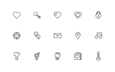 bundle of valentines day line style set icons