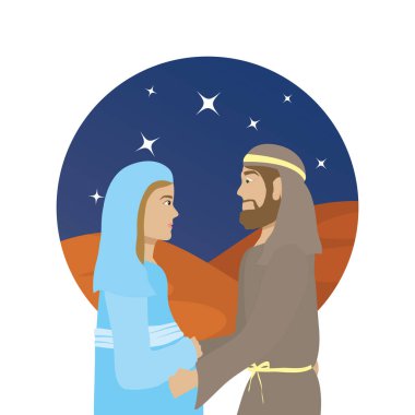 cute mary virgin and saint joseph manger characters