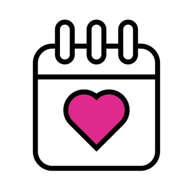 Kalp çizgisi tarzında mutlu sevgililer günü takvimi