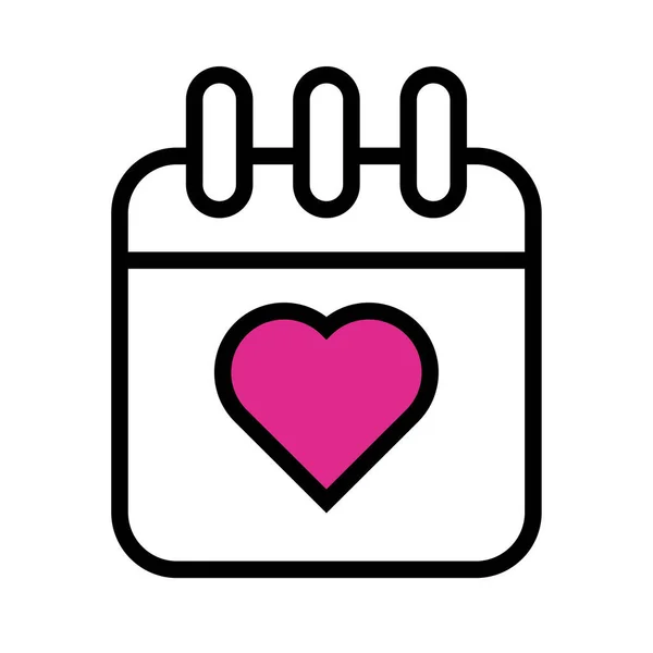 Šťastný Valentýn kalendář se stylem čáry srdce — Stockový vektor