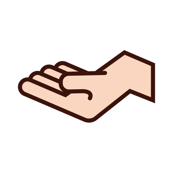 Línea de recepción de mano e icono de estilo de relleno — Vector de stock