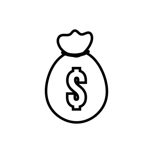 Dinheiro dólar saco ícone de estilo de linha — Vetor de Stock