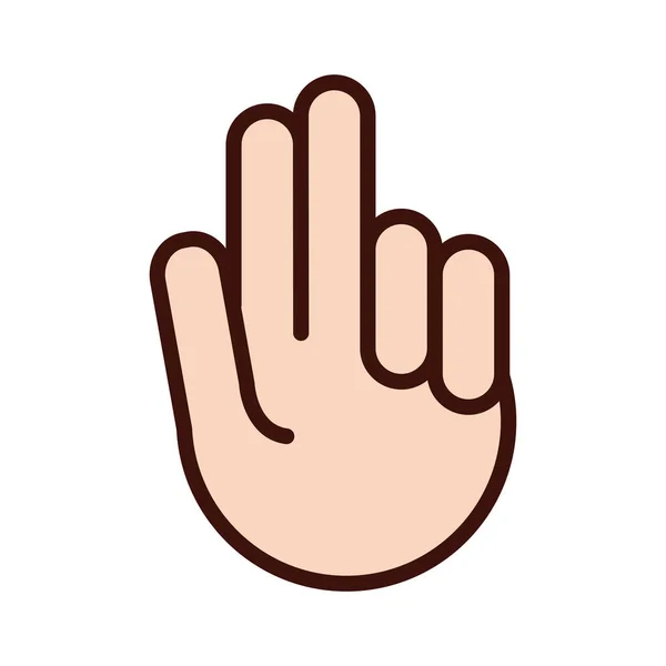 Línea de señal de mano e icono de estilo de relleno — Vector de stock