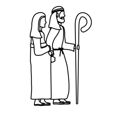 cute mary virgin and saint joseph manger characters