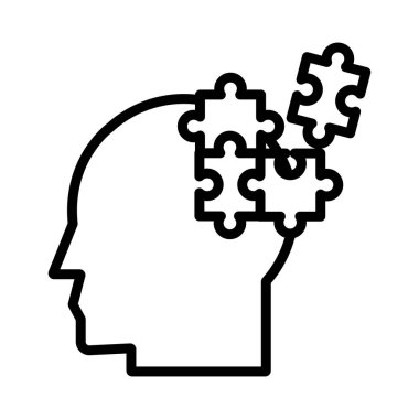 Yapboz parçaları satır biçimi simgesi olan insan profili