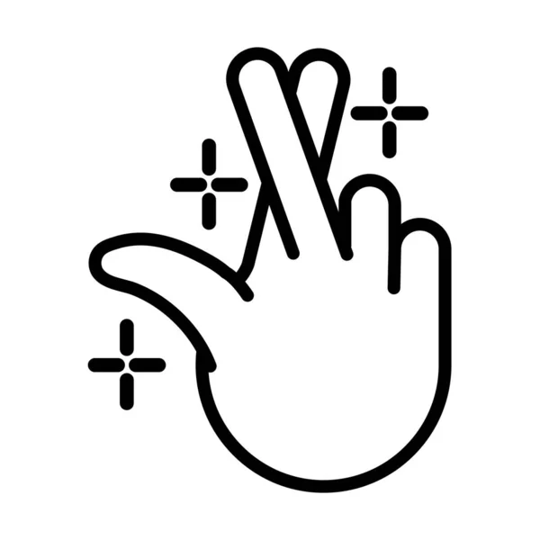 Hand crossing fingers signal line style — Stockvektor