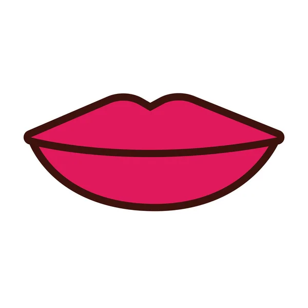 Lèvres ligne sens humain et icône de style de remplissage — Image vectorielle
