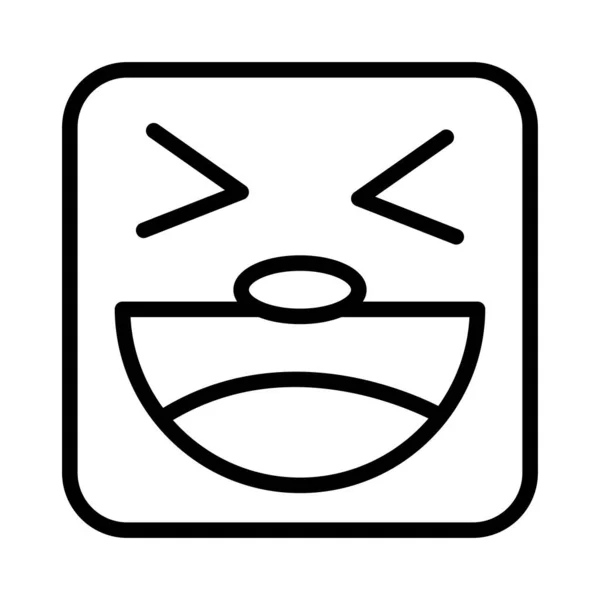Carré emoji fou visage ligne style icône — Image vectorielle