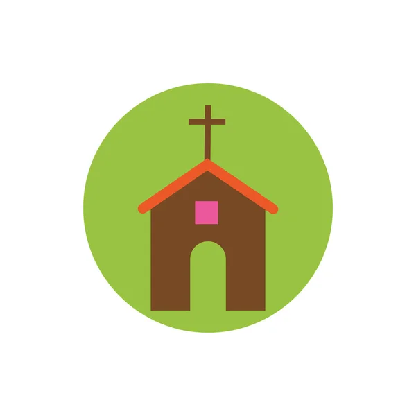 Edificio religioso iglesia y estilo plano — Vector de stock