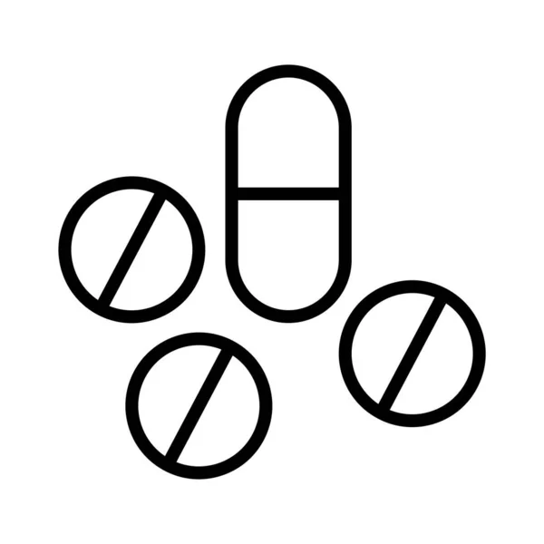 Pílulas e cápsulas estilo linha drogas —  Vetores de Stock