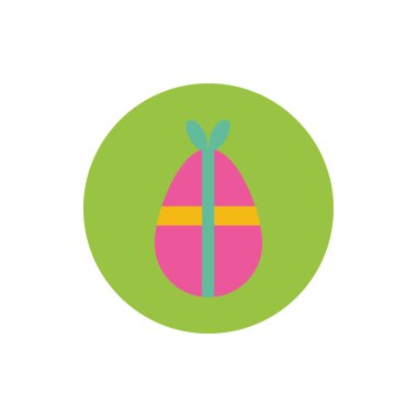 Kurdelelerle boyanmış Paskalya yumurtası, ok bloğu ve düz stil.