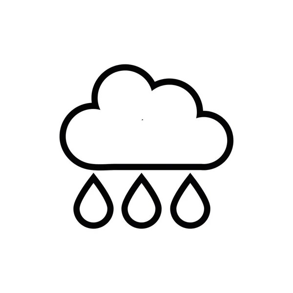 Nuages pluvieux avec gouttes style ligne — Image vectorielle