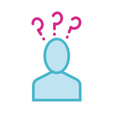 Sorgulama sembollü insan silueti satır ve biçim simgesini doldur