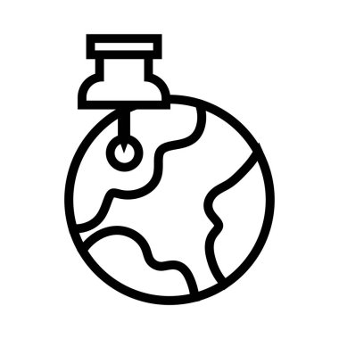 world earth with paper pin line style icon