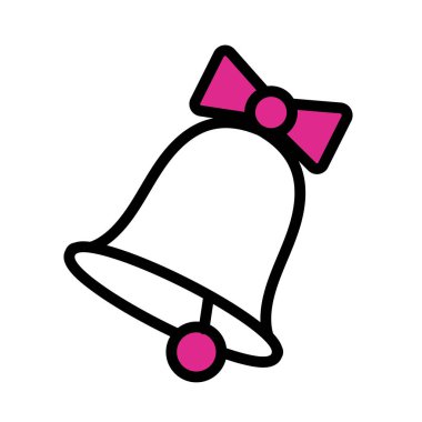 happy merry christmas bell line and fill style