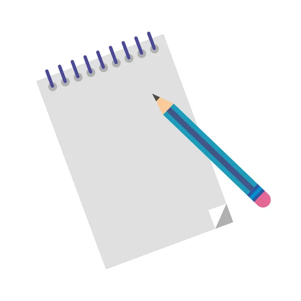 Notebook with pencil flat style icon — Stockový vektor