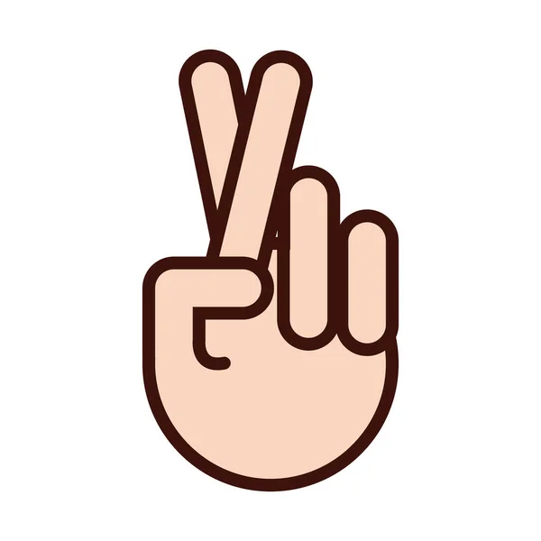 Hand crossing fingers signal line and fill style — 图库矢量图片