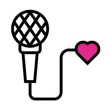 happy valentines day microphone with heart line style