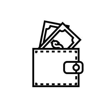 bills money dollars in wallet line style