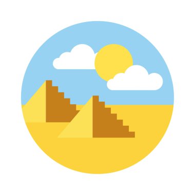 desert with pyramids scene flat style icon