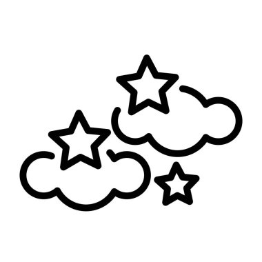 clouds with stars line style icon