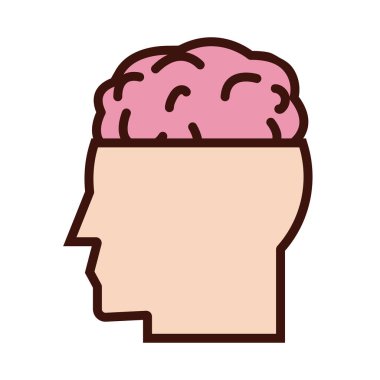 Beyin organ çizgisi ve dolgu biçimi olan insan profili