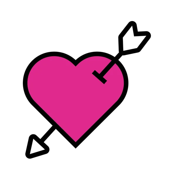 Happy valentines day heart with arrow line style — Stock Vector